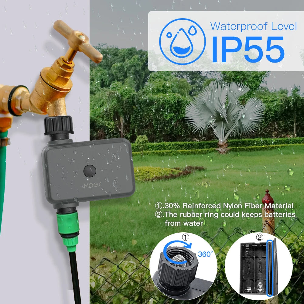 MOES Smart Bluetooth Garden Watering Valve Tuya Irrigation Timers Remote controller filter washable Programmable Timed Sprinkler