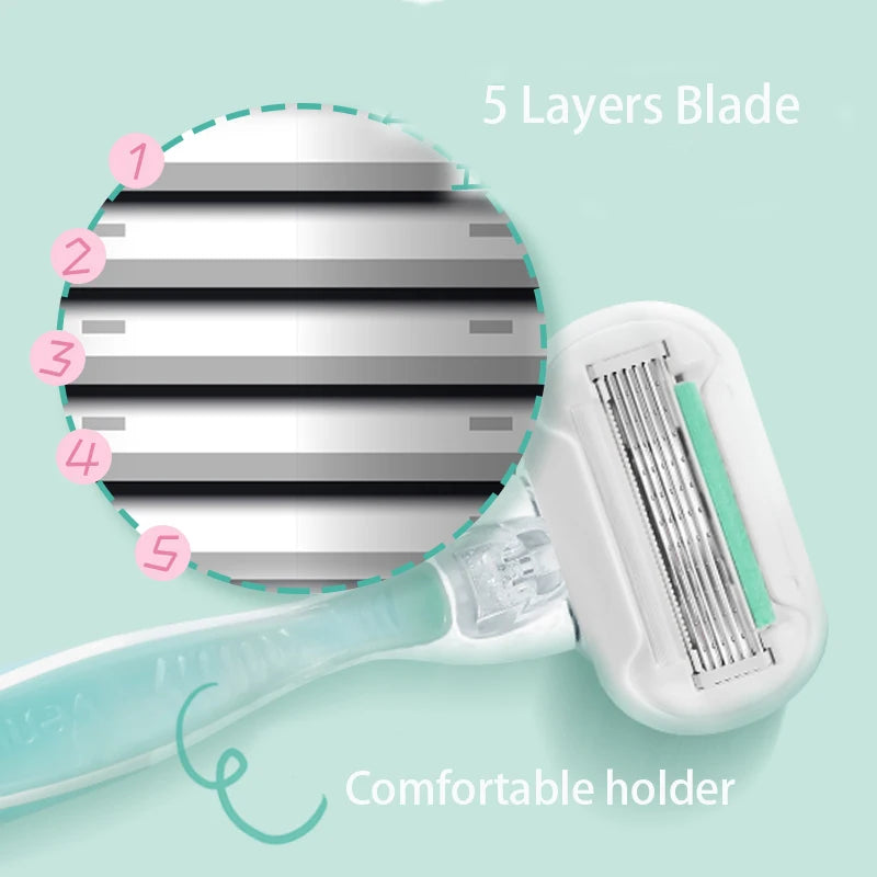 Gillette Venus Shaver Women Manual Razor Professional Hair Removal Shaving Hair With 5 Layers Shaving Blade Replaceable Head