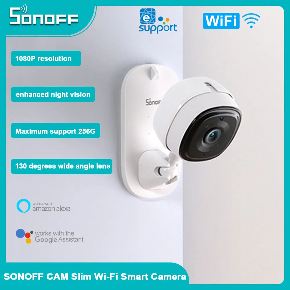 SONOFF CAM Slim Wi-Fi Smart Security Camera 1080P Two-way Audio Surveillance Automatic Tracking Baby Pet Monitor Work With Alexa