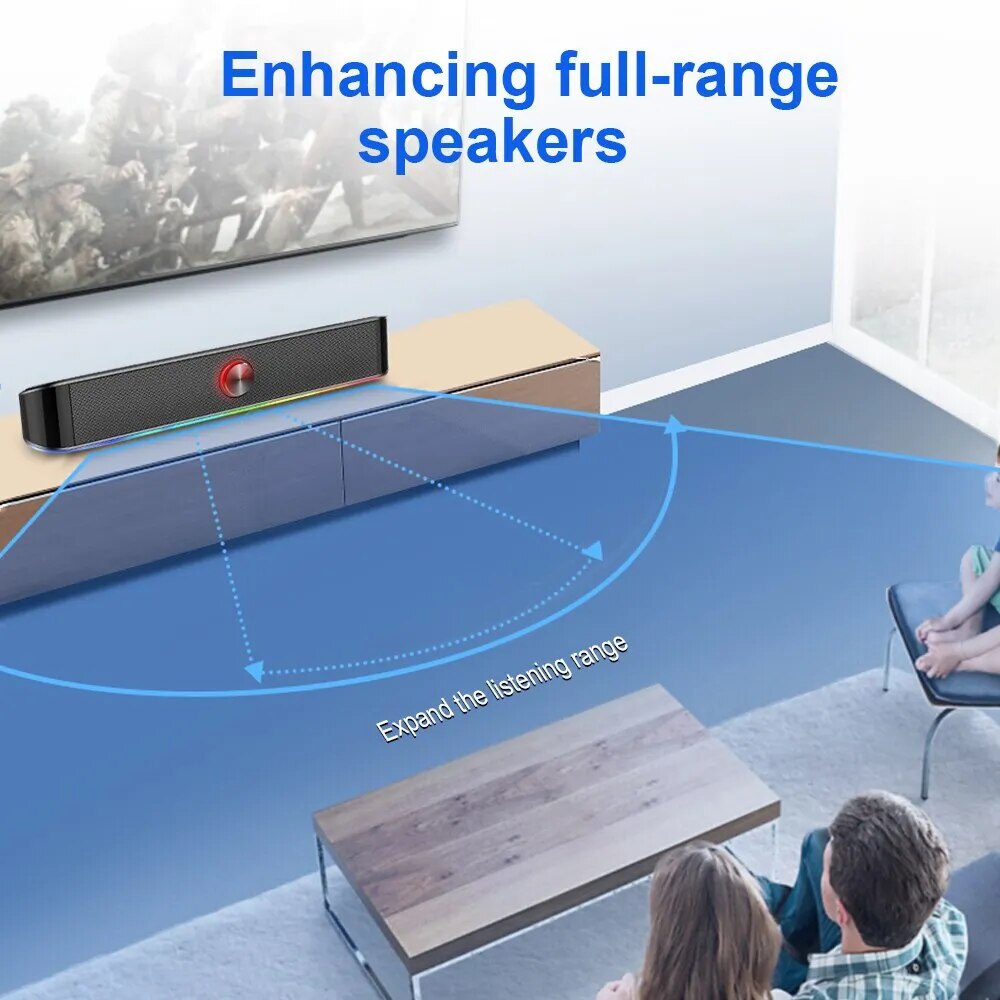 REDRAGON GS560 Adiemus Aux 3.5mm Stereo Surround Music Smart RGB Speakers Column Sound Bar for Computer PC Notebook Loudspeakers