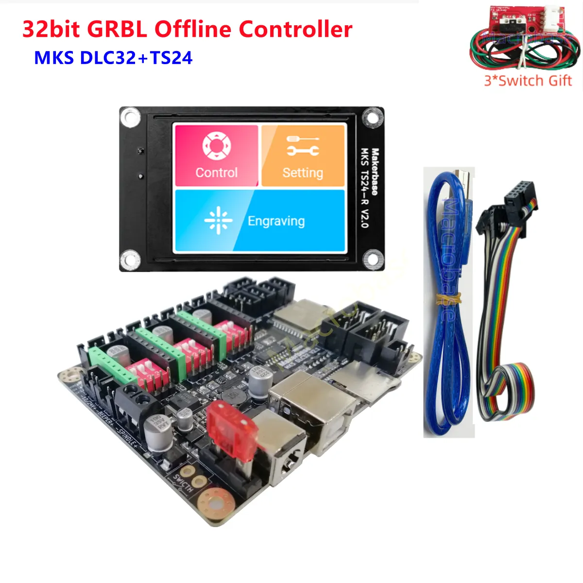 grbl 32 bit CNC shield controller ESP32 WIFI MKS DLC32 offline control panel TS24 touchscreen for laser marking machine