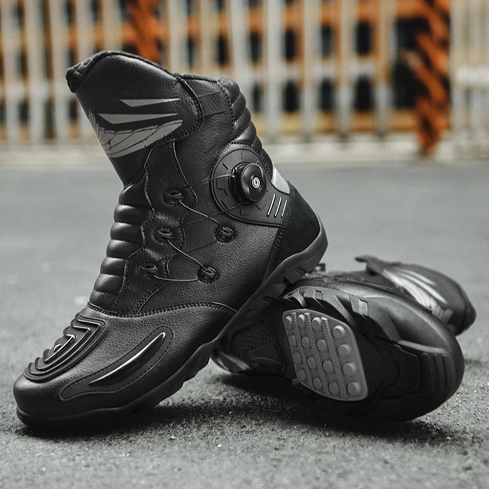 Motorcycle Men Boots Racing Black Shoes Riding Breathable Soft Moto Boots Durable Off-road Motorbike Rubber Anti-kick protection