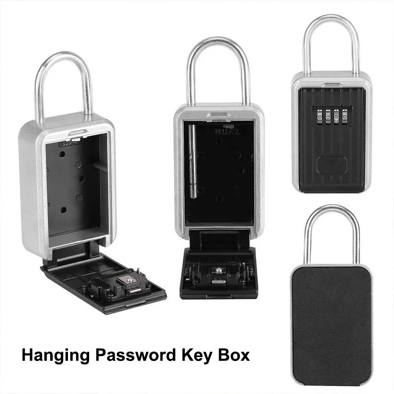 Key Safe Box 4 Digit Combination Key Lock Boxs Anti-Theft and Waterproof Aluminum Alloy Hanging Key Storage Lock Box with Hook