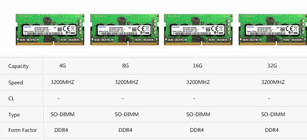 SAMSUNG RAM Memory DDR4 DDR3 32GB 16GB 8GB 4GB DDR5 4800Mhz 3200Mhz 2666Mhz SO DIMM 260pin RAM for Notebook Laptop PC Memoria
