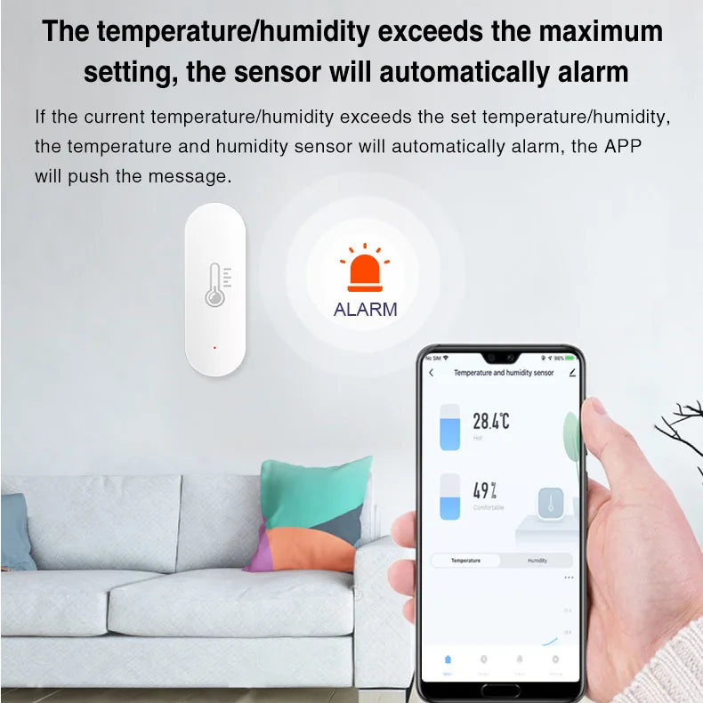 Tuya Wifi Smart Temperature And Humidity Sensor Battery Powered Smart Home Security Work With Alexa And Google Home Assistant