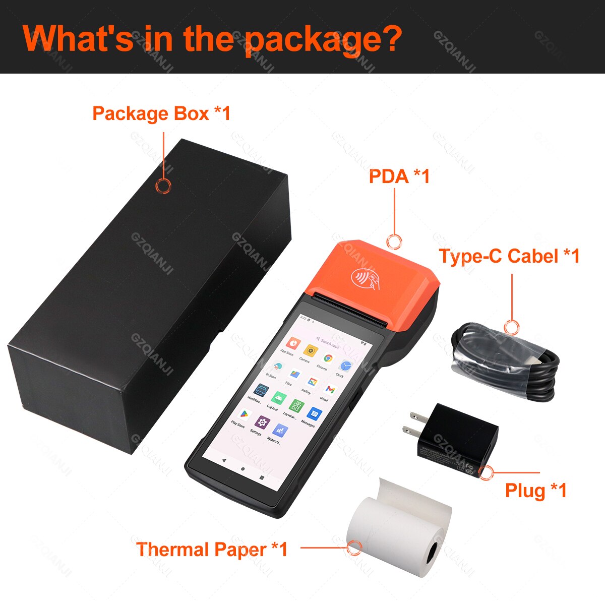 4G Android 13 POS PDA Terminal Portable Thermal Receipt 58mm Comercial Printer All In One Point Loyverse NFC 2D Barcode Scanner