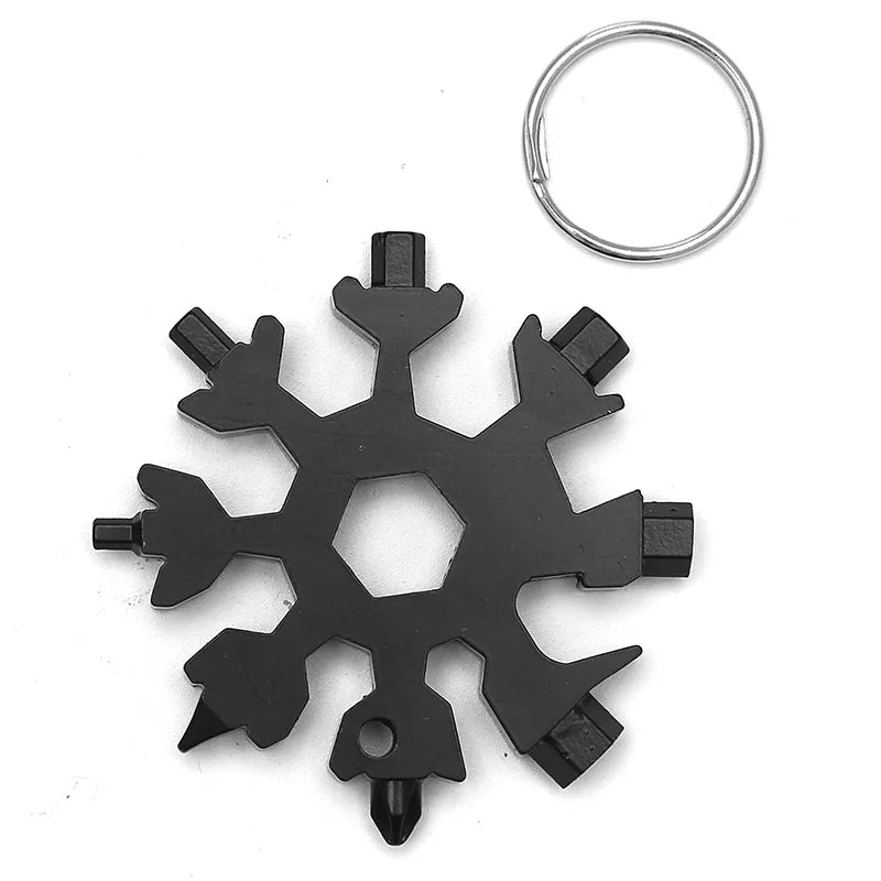Upgrade 18in1 Snowflake Multitool Portable Pocket Tool Box Pendant Wrench Ratchet Combination Gear Clip Measure Useful Hand Tool