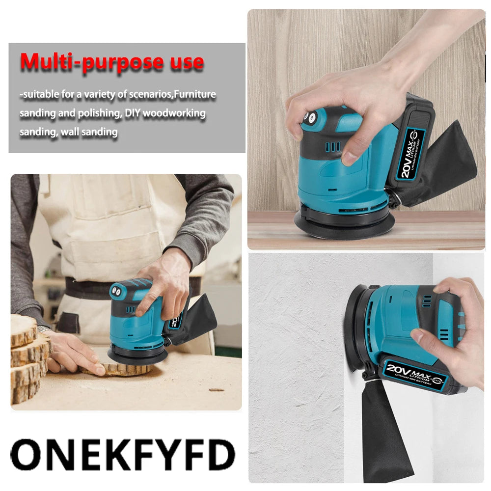 3 Speed Cordless Random Orbital Sander Wood Grinder Polishing Electric Grinding With Sandpaper For Makita 18V Battery