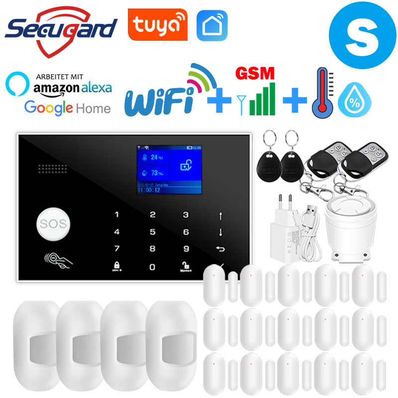 WiFi GSM Alarm System Tuya Smart Home TFT Screen RFID APP Touch Keyboard House Burglar Security Alarm Support Voice Switching