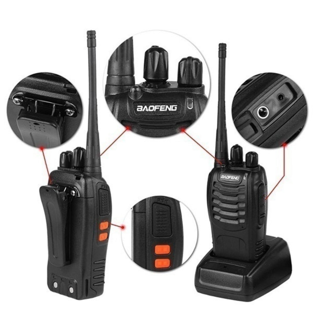 2PCS/1PCS 5KM Range Wireless Walkie-Talkie Talkie UHF 400-470MHz 5W Handheld Two-way Ham Radio(Desk Charge+BF888)  Voice Prompt