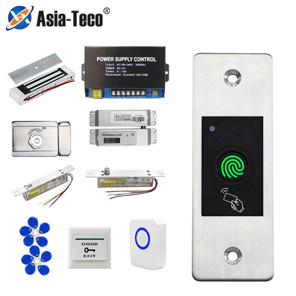 12V DC RFID Reader Keyless Door Opener Metal  Access Control Keypad 800 Users Mini  IP66 Waterproof Embedded Fingerprint Reader