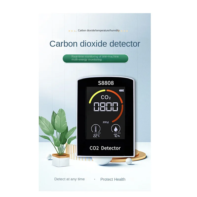 4-In-1 Digital CO2 Meter Measure Carbon Dioxide Humidity Temperature TVOC Sensor Tester CO2 Air Quality Monitor Detector