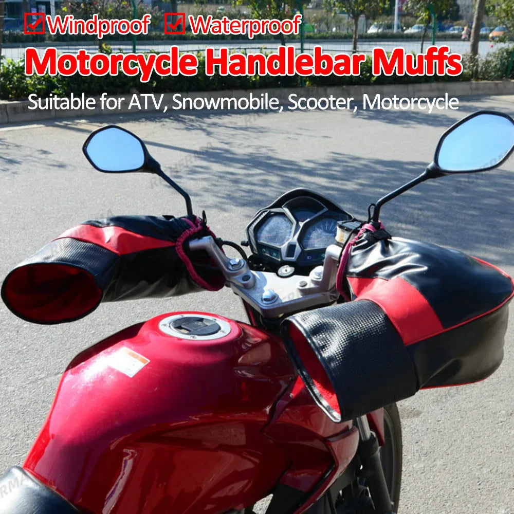 Waterproof Motorcycle Handlebar Muffs Winter Warmer Gloves ATV Snowmobile Handlebar Gloves For Motorcycle Four Wheel Dirt Bike