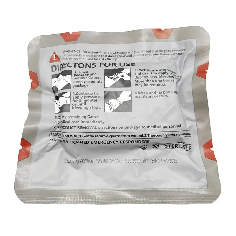 Hemostatic Kaolin Gauze Emergency Trauma Z-Fold Soluble For Ifak Tactical Military First Aid Kit Medical Wound Dressing