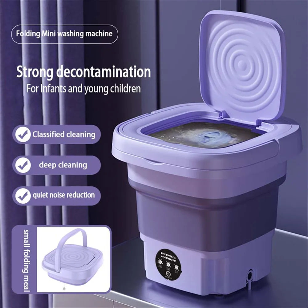 Folding Washing Machine Socks And Underwear Cleaning Washing Machine With Drainage Basket Mini Washing Machine 3 Rotary Dryers