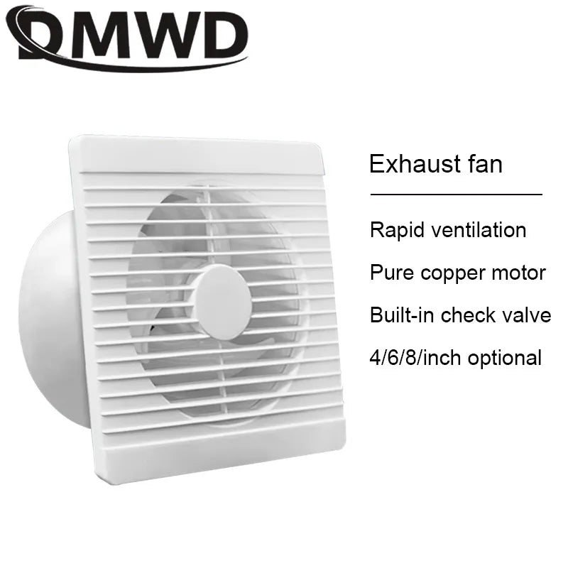 DMWD 4/6/8 Inch Hanging Wall Window Air Exhaust Fan Ventilator Duct Booster Bathroom Kitchen Toilet Vent Ventilating Extractor