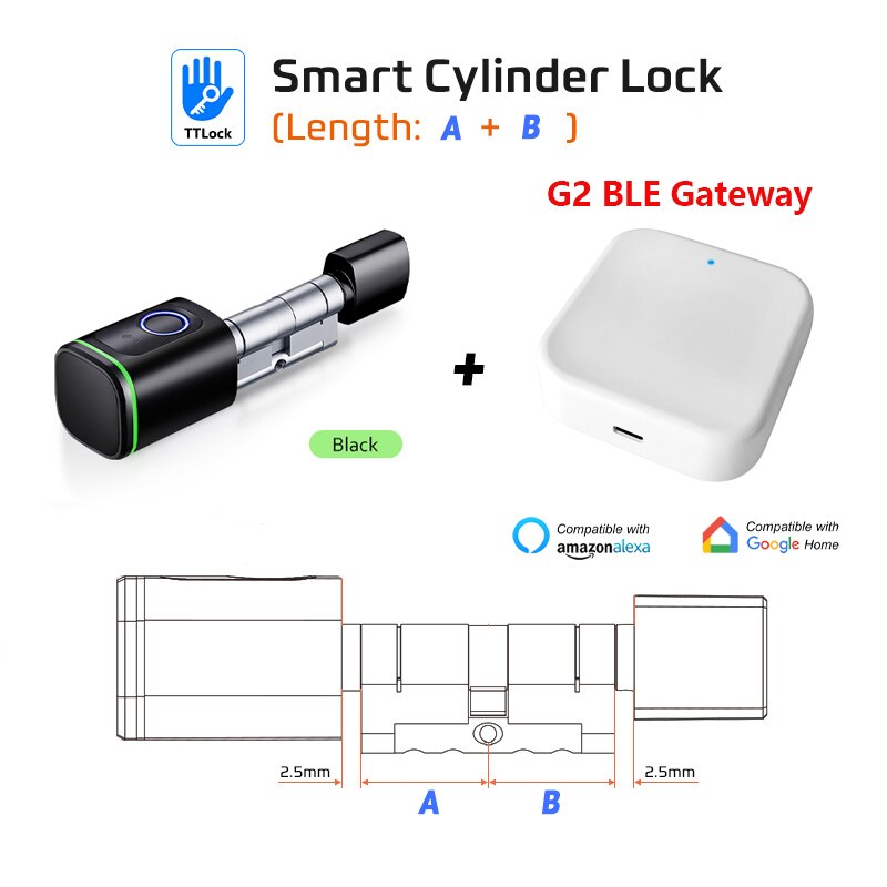 Saudi Euro Tuya TTLock APP Fingerprint RFID Card DIY Cylinder Lock Biometric Electronic Smart Door Lock Digital Keyless Replace