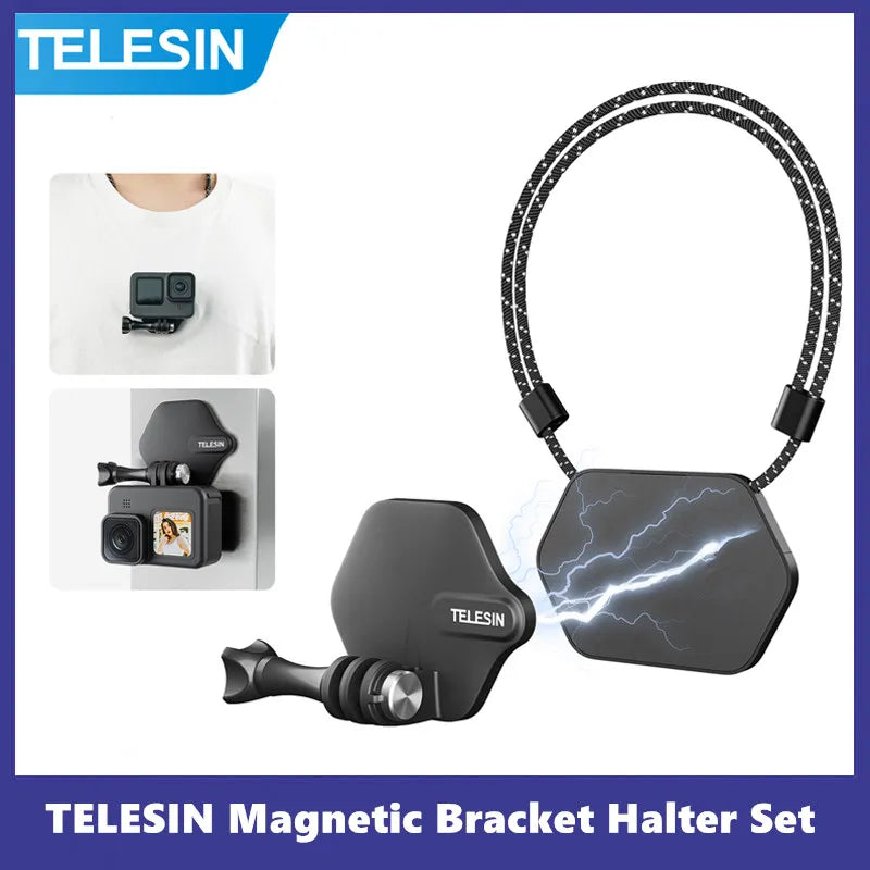 TELESIN Magnetic Action Camera Quick Release Halter Bracket Gopro Accessories Release For GoPro Hero Insta 360 DJI Mobile Phone
