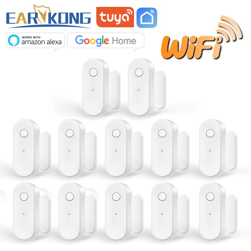 Tuya Smart WiFi Door Sensor Door Open / Closed Detectors Wifi Home Alarm Compatible With Alexa Google Home  Tuya APP