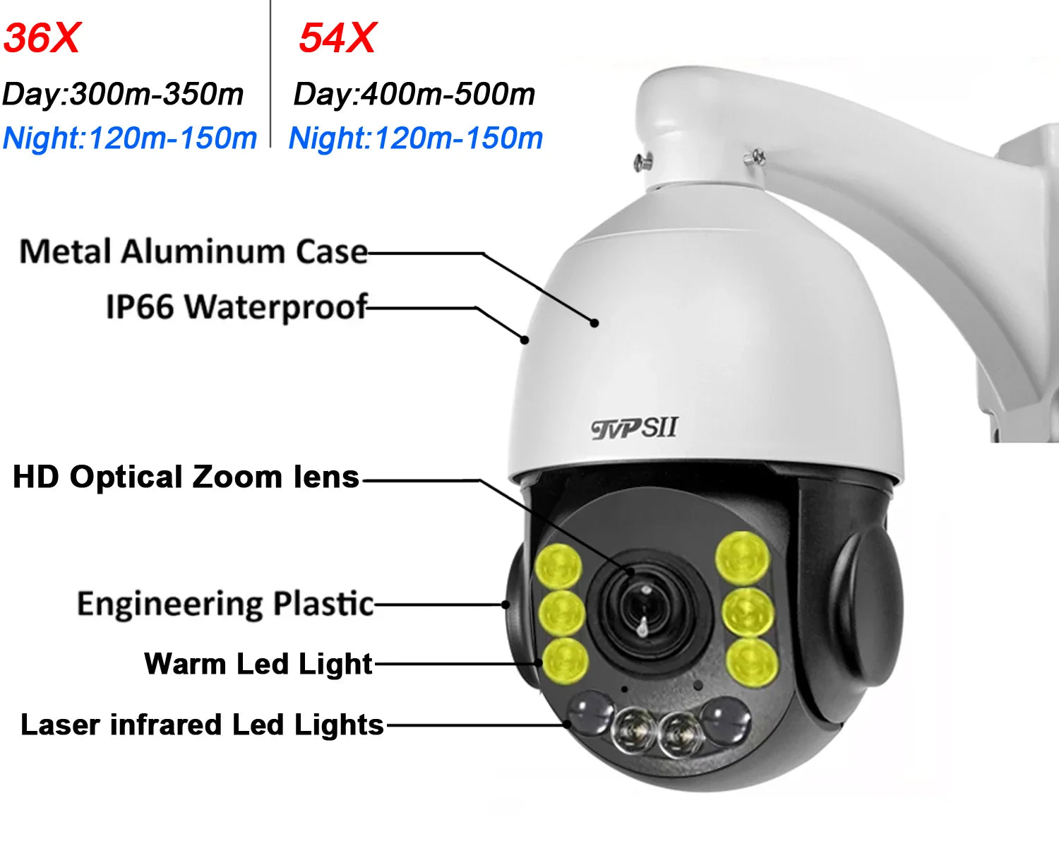 Full Color Auto Tracking 8MP 4K 15X 54X 90X Optical Zoom Rotation Audio Outdoor ONVIF POE PTZ IP Surveillance Speed Doom Camera