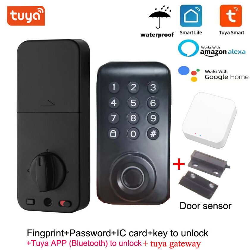 Smart Deadbolt Locks of Tuya Bluetooth App Biometric Fingerprint Password Keyless Entry Front Door Lock