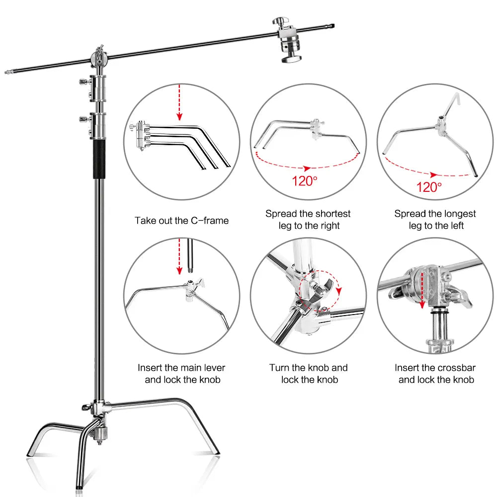 2.6/3.3m C-stand Tripod Photography Light Stand 100% Metal 8.53FT With Boom Arm Professional For Photo Studio Softbox Reflector