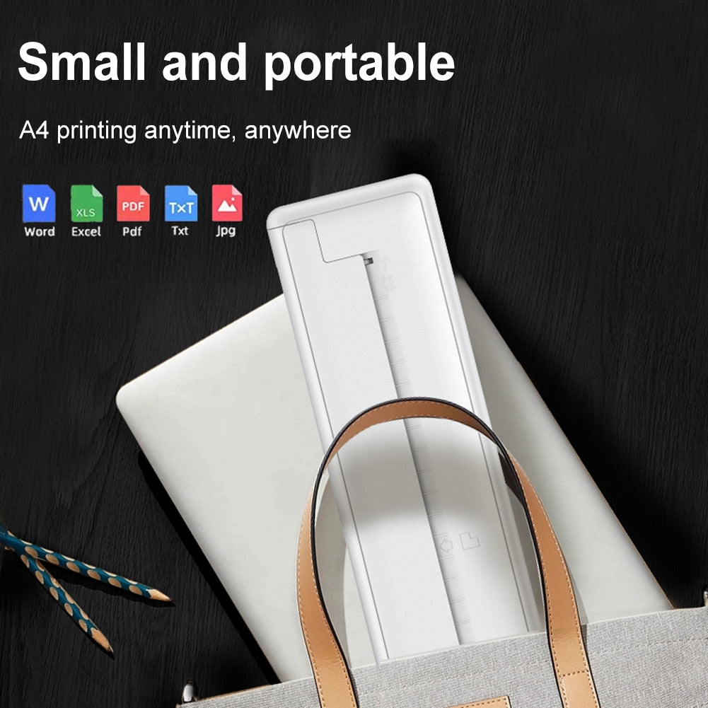Wireless A4 Thermal Printer Bluetooth-compatible Pocket Photo Document Printer Easy To Use Printing Paper Replacement