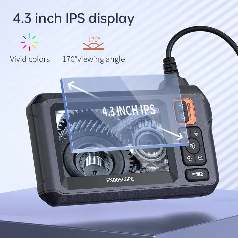 INSKAM 4.3Inch IPS Screen Industrial Endoscope Camera 8mm HD1080P Single Lens Pipe Inspection Borescope for cars IP67 Waterproof