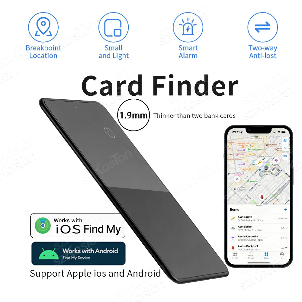 Smart GPS Tracker Card Finder Wallet Key Finder NFC Function for iOS Find My & Android Find Thing App Anti-loss Device Locator