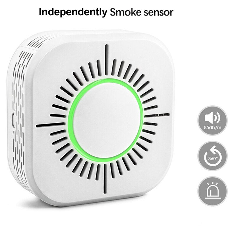 ACJ Independent Smoke Alarm Wireless Smoke Fire Detector Security Protection Sound Alarm Sensor for Home Office Security