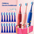 Children's Cartoon Colorful Electric Toothbrush 12Pcs Replacement Heads Ultrasonic Rechargeable Soft Hair Cleaning Brush for Kid
