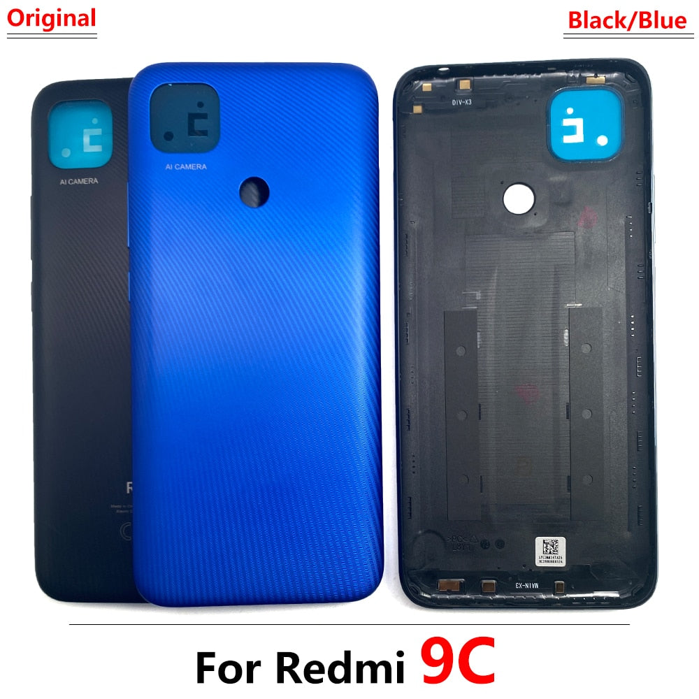 Original Battery Back Cover Rear Door Housing Case Replacement With Volume Power Button Side Key For Xiaomi Redmi 9A 9T 9C 9