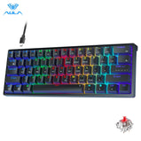AULA F3261 RGB effect USB Mini Mechanical Gaming Keyboard Red Switch 61 Keys Wired Separated detachable cable for Mac Windows