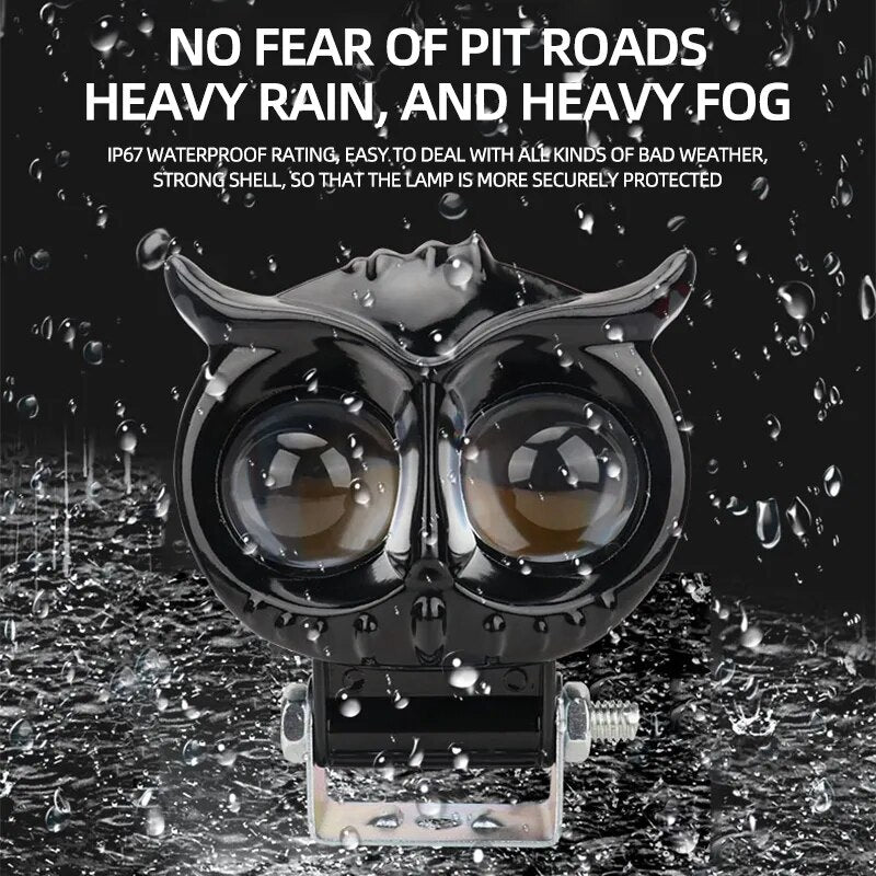 2pcs owl style LED Spotlight Motorcycle Headlight Fog lamp Driving light Car headlight Lens laser lamp High low beam signal lamp