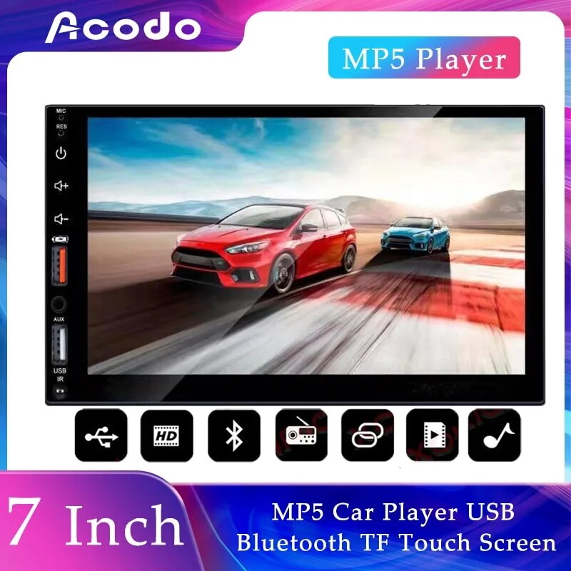 Acodo Dual USB 7 Inch Capacitive Screen Full Touch HD Car MP5 Player USB Bluetooth TF Card Touch Screen