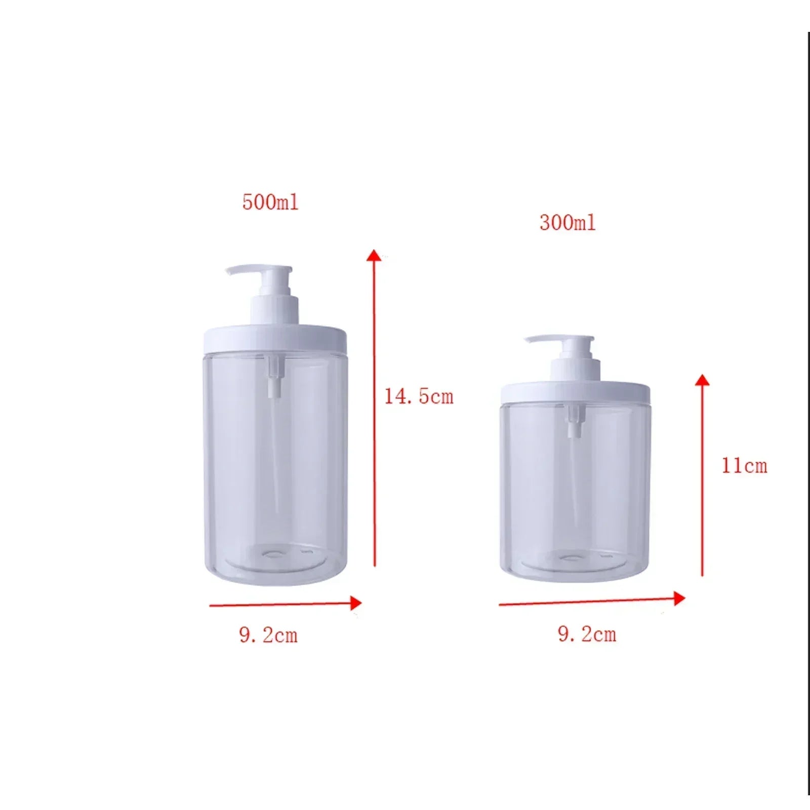 300ml/500ml Clear Bottle Liquid Container Soap Dispenser Shampoo Lotion Shower Gel Bottles Wide Mouth Hand Washing Bottle