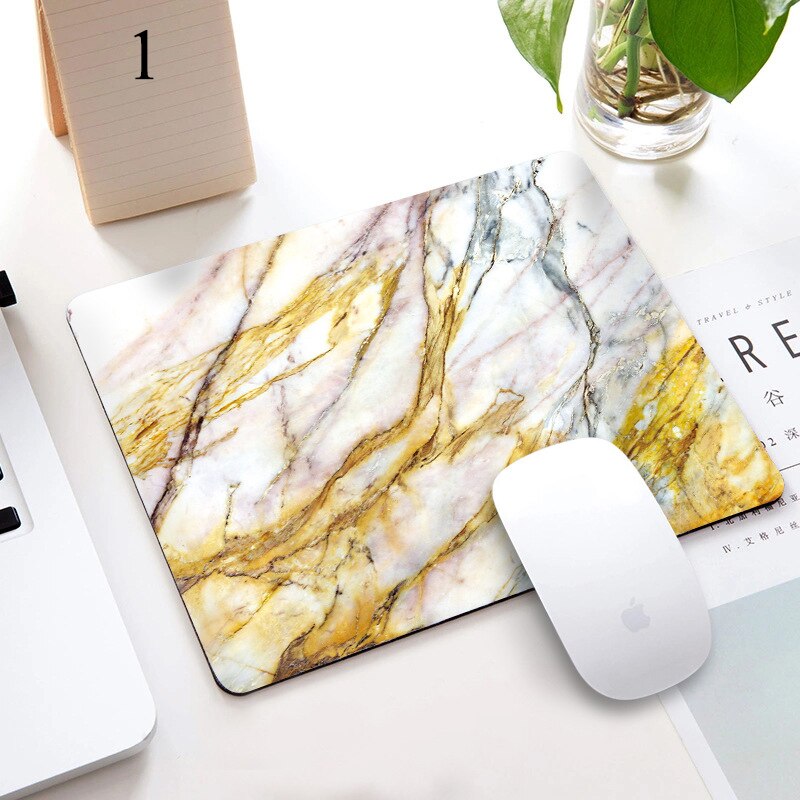 Marble Nordic Style Small Mouse Pad Computer Laptop Mousepad Rectangle Non-slip Rubber Base Deskpad Table Mat Desk Accessories