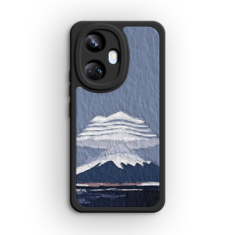 Mount Fuji Pattern Case for OPPO Realme 10 Realme10 Pro Plus 10Pro Pro+ 10S 5G Luxury Oil Painting Soft Square Phone Cover Funda