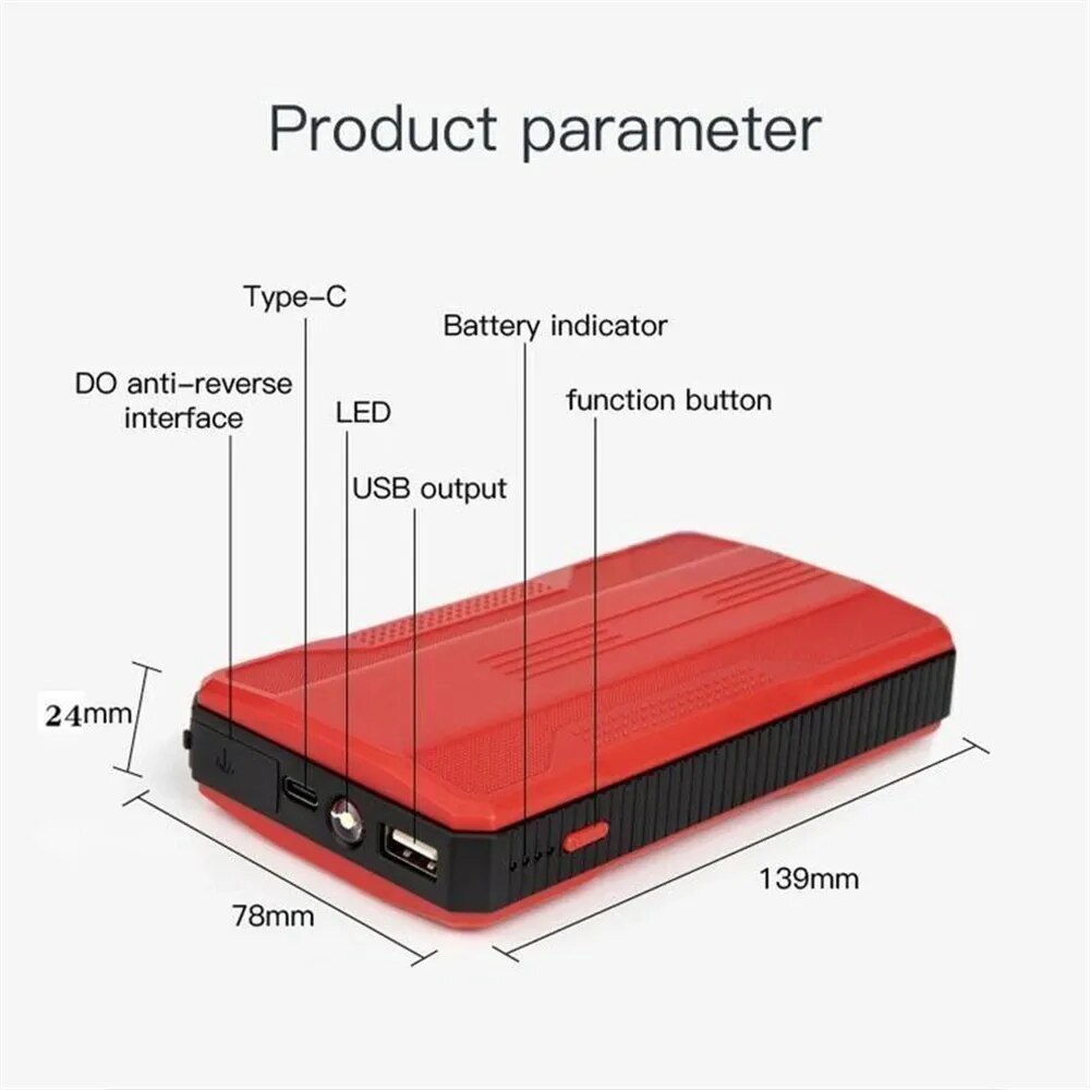 20000mAh High Power Car Battery Jump Starter Portable Car Battery Booster Charger Booster Power Bank Starting Device USB Port