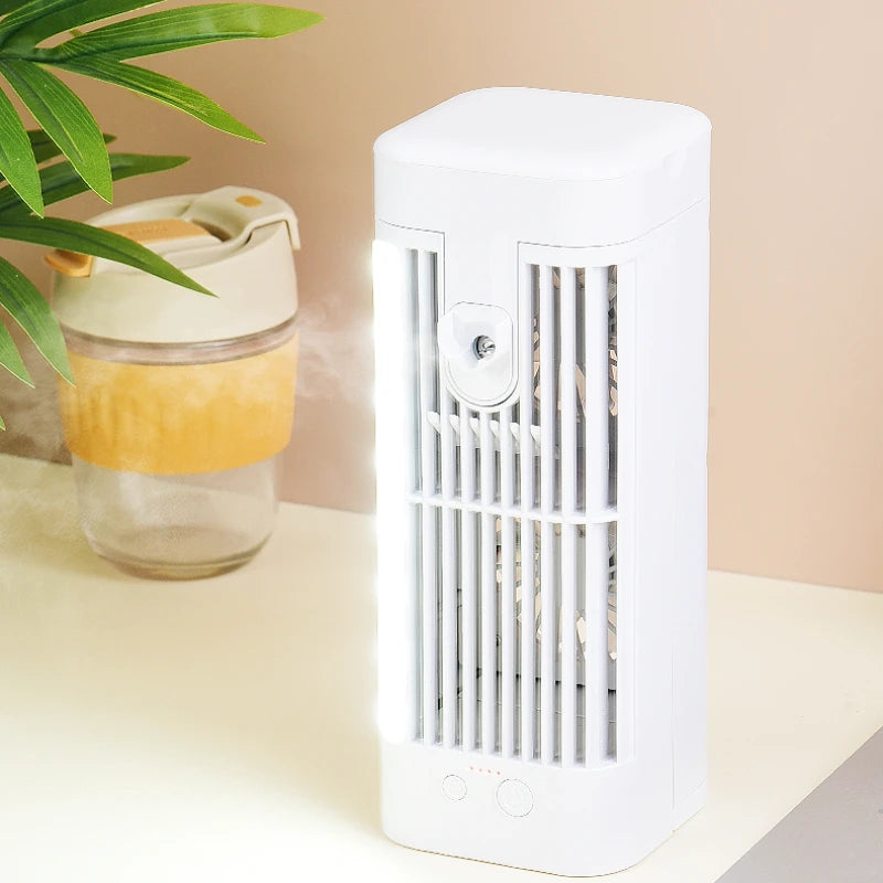 Xaomi Desktop Air Conditioner Fan Mini Portable Water-cooled Fan Household Spray Refrigeration Indoor Air Cooler Night Light