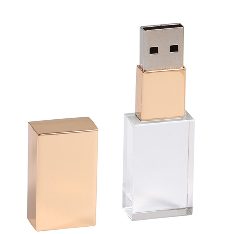 Crystal with Box USB Flash Drive 64GB Free Custom Logo Pendrive 32GB Father's Day Gift USB 2.0 Memory Stick 16GB Pen Drive 8GB