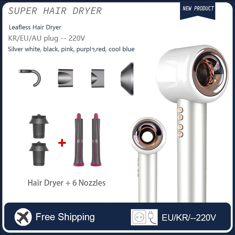 Professional Hair Dryer 220v Super Leafless Hair Dryer 1600w Travel Home Hair Styler Free Shipping
