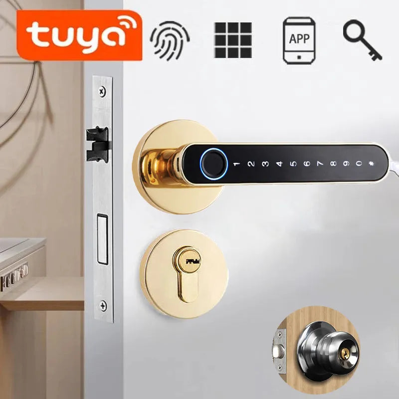 Fingerprint Door Lock, Door Lock Code Fingerprint Door Knob Keyless Entry Door Lock with Handle for Home Hotel Office Apartment