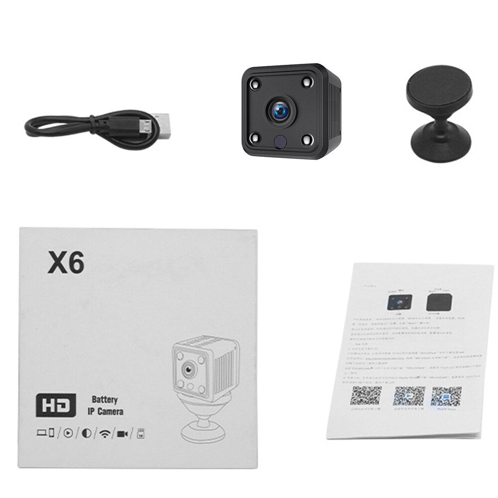 X6 Mini IP Camera WiFi Sports Camera HD 1080P Wireless Security Surveillance Built-in Battery Night Vision Smart Home Micro Cam