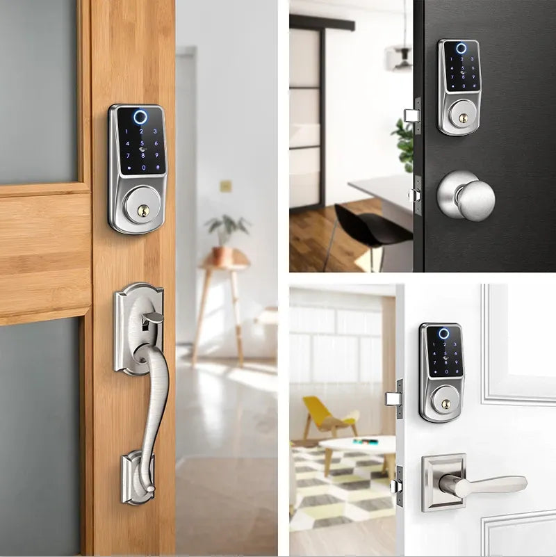 Smart APP Electronic Deadbolt Lock Fingerprint RFID Card Password Code Key Entry Tuya TTLock Smart Door Lock For House Apartment