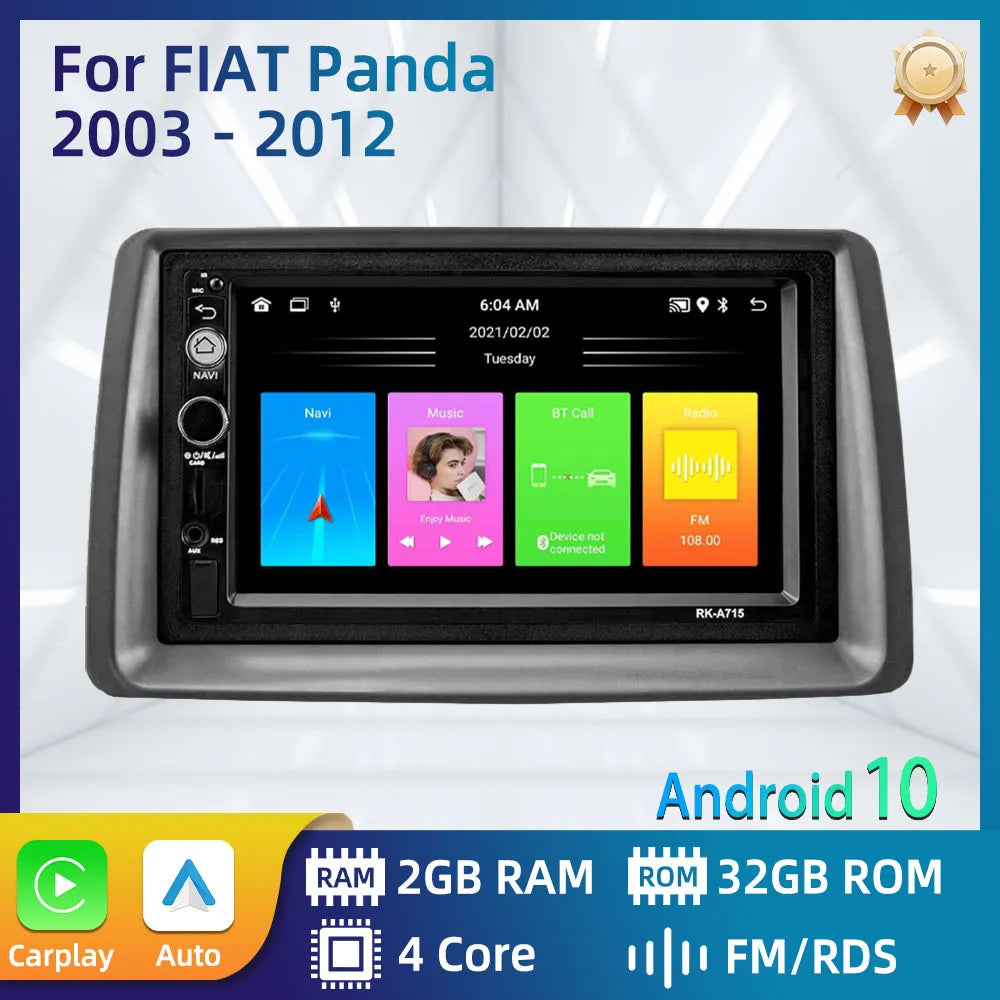 for FIAT Panda 2003 - 2012 Car Radio 2 Din Android Multimedia Player Head Unit Navigation Autoradio Carplay Auto Car Stereo