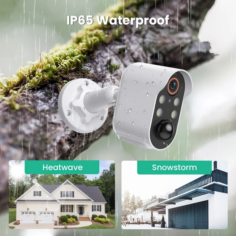 Wireless 1080P Surveillance Solar Battery Camera WiFi CCTV Security Outdoor IP Camera Built-In Rechargeable Battery Powered Cam