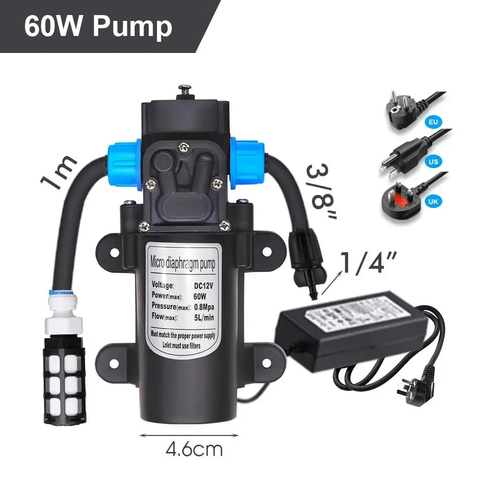 Garden 60W Pressurize Pump Adjustable Nozzle Mist Irrigation Kit Timer Socket Greenhouse Automatic Sprayer Irrigation Equipment