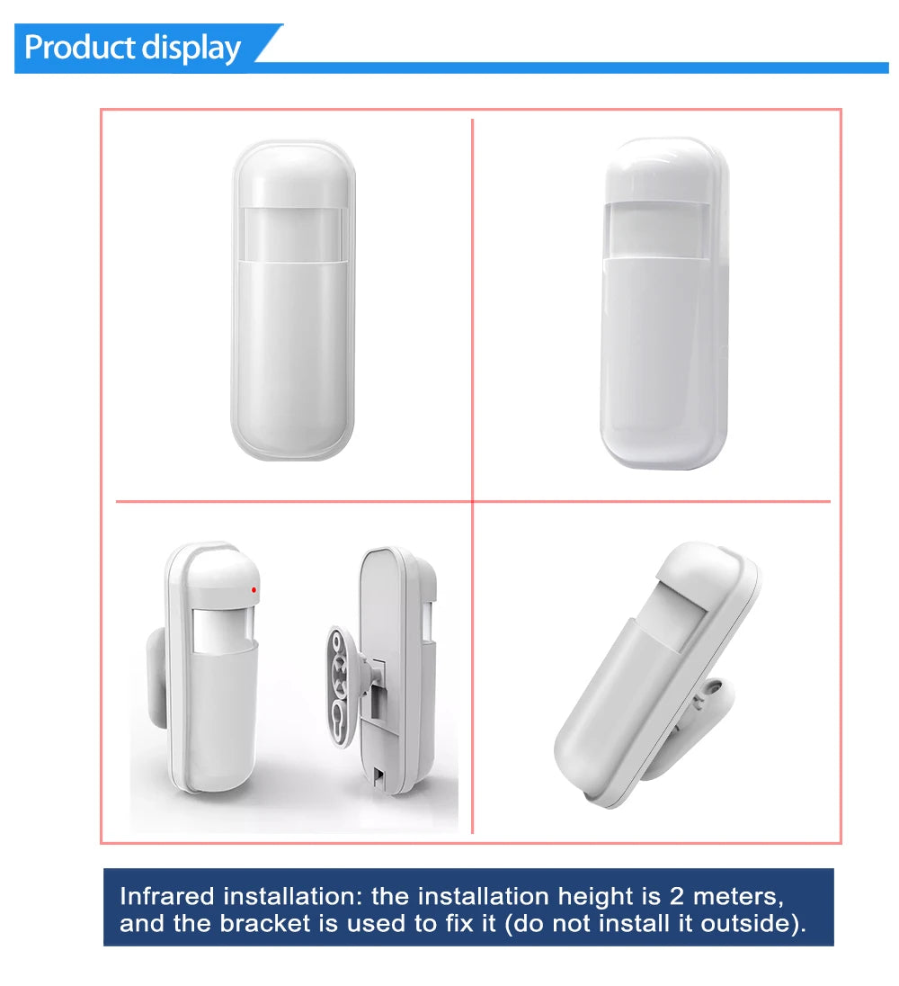 433MHz Motion Sensor Wireless Mini PIR Infrared Detector for Home Alarm System Burglar Security Alarm Kits