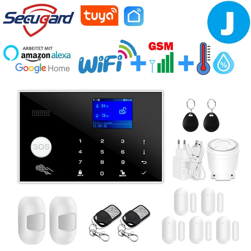 WiFi GSM Alarm System Tuya Smart Home TFT Screen RFID APP Touch Keyboard House Burglar Security Alarm Support Voice Switching